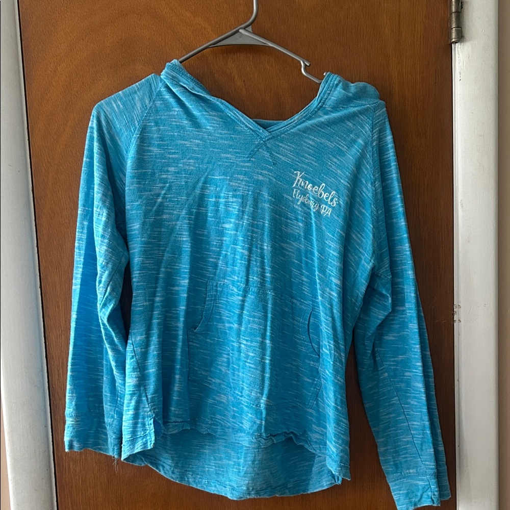 Lightweight Blue Hooded Pullover Knoebels Elysberg PA